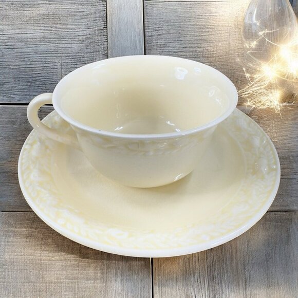 Antique Adams Titian Ware Royal Ivory Della Robbia Teacup Saucer Porcelain Set - Picture 1 of 16